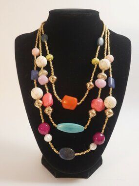 Rainbow Statement Beaded Necklace. Brand New.